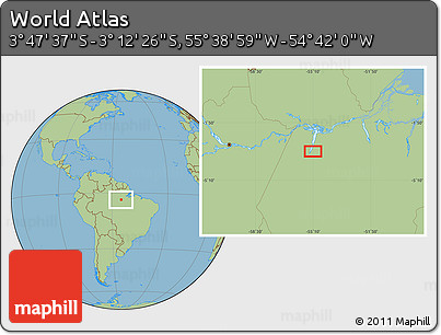 Savanna Style Location Map of the Area around 3° 30' 2" S, 55° 10' 29" W