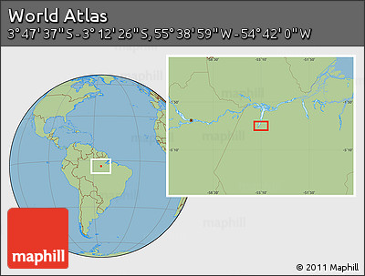Savanna Style Location Map of the Area around 3° 30' 2" S, 55° 10' 29" W