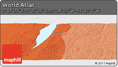 Political Panoramic Map of the Area around 3° 30' 2" S, 55° 10' 29" W