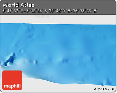 Shaded Relief 3D Map of the Area around 3° 30' 2" S, 56° 10' 29" E