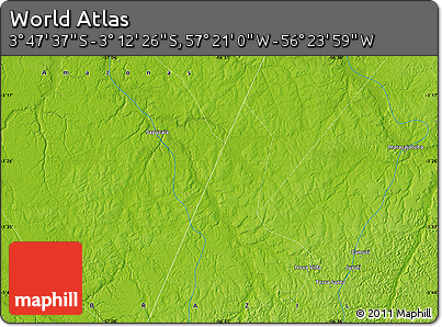 Physical Map of the Area around 3° 30' 2" S, 56° 52' 30" W