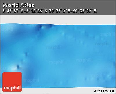 Physical 3D Map of the Area around 3° 30' 2" S, 60° 25' 29" E