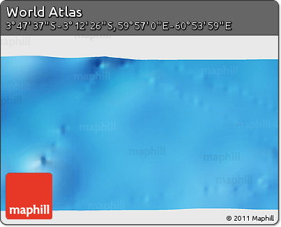 Physical 3D Map of the Area around 3° 30' 2" S, 60° 25' 29" E