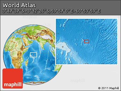 Physical Location Map of the Area around 3° 30' 2" S, 60° 25' 29" E