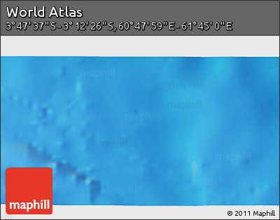 Physical 3D Map of the Area around 3° 30' 2" S, 61° 16' 29" E