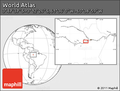 Blank Location Map of the Area around 3° 30' 2" S, 61° 7' 30" W