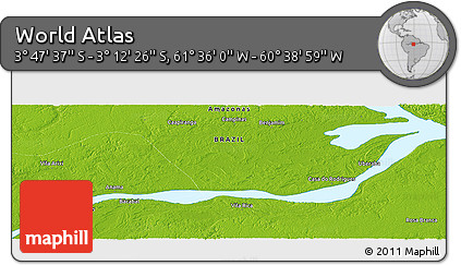 Physical Panoramic Map of the Area around 3° 30' 2" S, 61° 7' 30" W