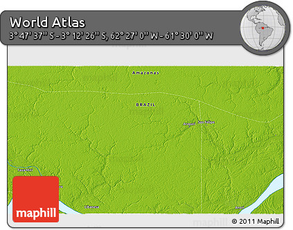 Physical 3D Map of the Area around 3° 30' 2" S, 61° 58' 30" W