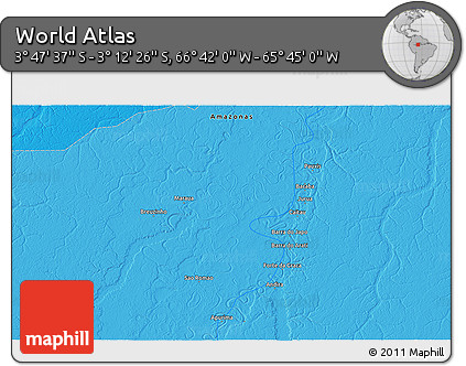 Political 3D Map of the Area around 3° 30' 2" S, 66° 13' 29" W
