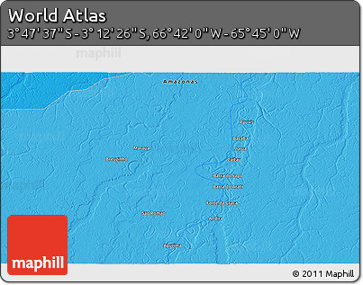 Political 3D Map of the Area around 3° 30' 2" S, 66° 13' 29" W