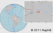 Gray Location Map of the area around 3° 30' 2" S, 67° 4' 29" W, hill shading