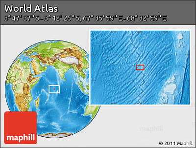 Physical Location Map of the Area around 3° 30' 2" S, 68° 4' 29" E
