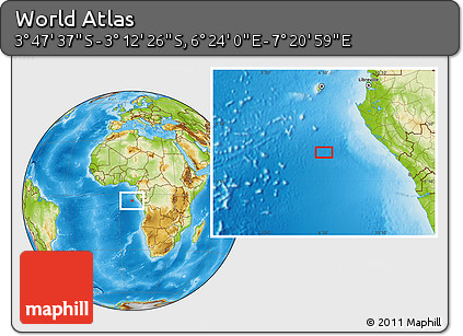 Physical Location Map of the Area around 3° 30' 2" S, 6° 52' 30" E