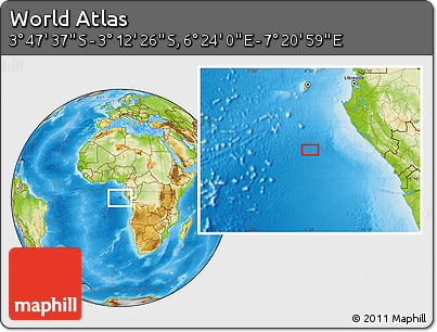 Physical Location Map of the Area around 3° 30' 2" S, 6° 52' 30" E