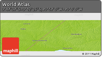 Physical Panoramic Map of the Area around 3° 30' 2" S, 70° 28' 29" W