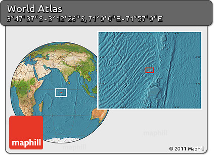 Satellite Location Map of the Area around 3° 30' 2" S, 71° 28' 29" E