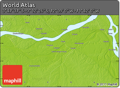 Physical Map of the Area around 3° 30' 2" S, 72° 10' 30" W