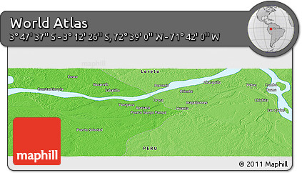 Political Panoramic Map of the Area around 3° 30' 2" S, 72° 10' 30" W