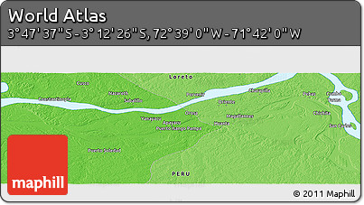 Political Panoramic Map of the Area around 3° 30' 2" S, 72° 10' 30" W