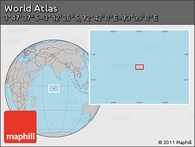 Gray Location Map of the Area around 3° 30' 2" S, 73° 10' 30" E