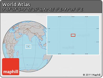 Gray Location Map of the Area around 3° 30' 2" S, 73° 10' 30" E