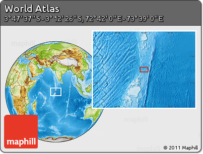 Physical Location Map of the Area around 3° 30' 2" S, 73° 10' 30" E