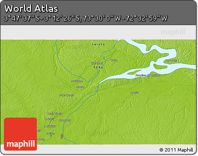 Physical 3D Map of the Area around 3° 30' 2" S, 73° 1' 30" W