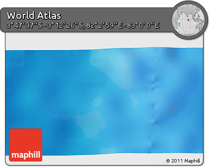 Physical 3D Map of the Area around 3° 30' 2" S, 82° 31' 30" E