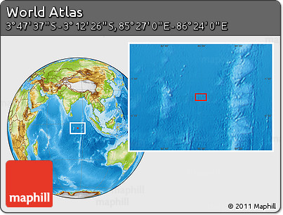 Physical Location Map of the Area around 3° 30' 2" S, 85° 55' 30" E