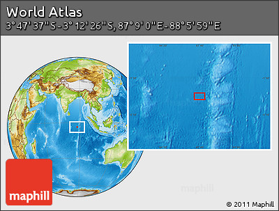 Physical Location Map of the Area around 3° 30' 2" S, 87° 37' 30" E