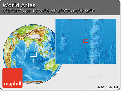 Physical Location Map of the Area around 3° 30' 2" S, 87° 37' 30" E