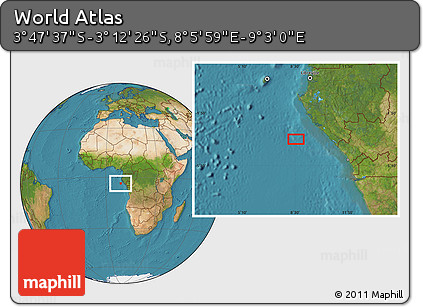 Satellite Location Map of the Area around 3° 30' 2" S, 8° 34' 29" E