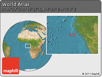 Satellite Location Map of the Area around 3° 30' 2" S, 8° 34' 29" E