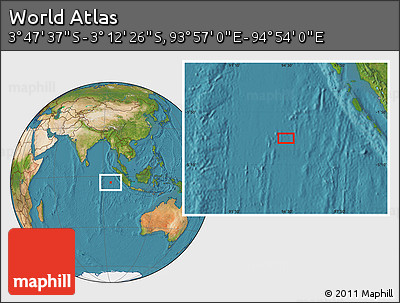 Satellite Location Map of the Area around 3° 30' 2" S, 94° 25' 30" E