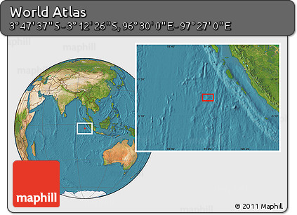 Satellite Location Map of the Area around 3° 30' 2" S, 96° 58' 29" E