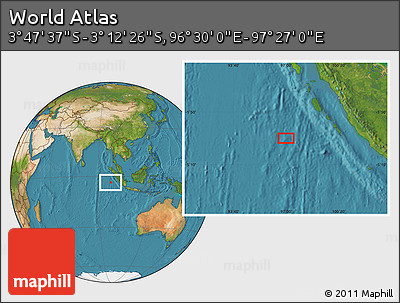 Satellite Location Map of the Area around 3° 30' 2" S, 96° 58' 29" E