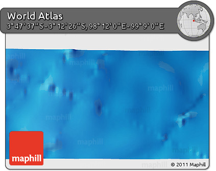 Shaded Relief 3D Map of the Area around 3° 30' 2" S, 98° 40' 30" E