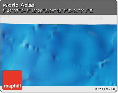 Shaded Relief 3D Map of the Area around 3° 30' 2" S, 98° 40' 30" E