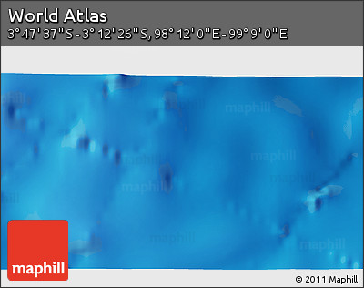 Shaded Relief 3D Map of the Area around 3° 30' 2" S, 98° 40' 30" E