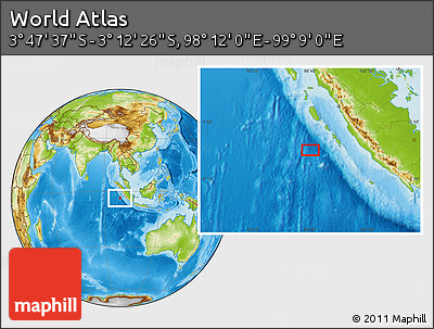 Physical Location Map of the Area around 3° 30' 2" S, 98° 40' 30" E