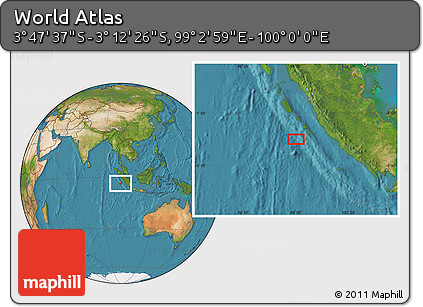 Satellite Location Map of the Area around 3° 30' 2" S, 99° 31' 30" E