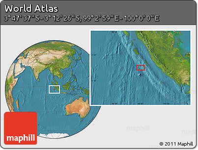 Satellite Location Map of the Area around 3° 30' 2" S, 99° 31' 30" E