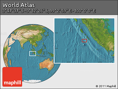 Satellite Location Map of the Area around 3° 30' 2" S, 99° 31' 30" E