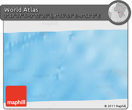 Physical 3D Map of the Area around 3° 30' 2" S, 9° 25' 30" E