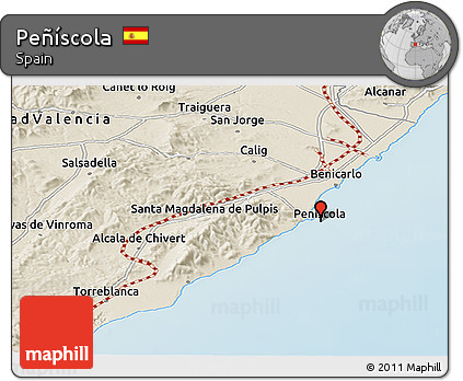 Shaded Relief Panoramic Map of Peñíscola