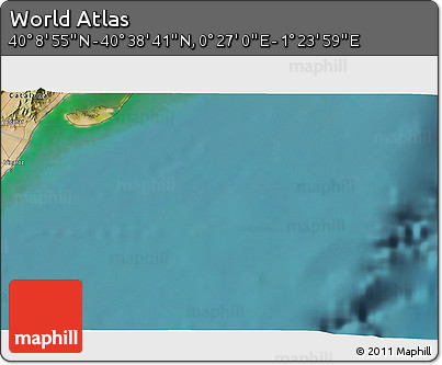 Satellite 3D Map of the Area around 40° 23' 48" N, 0° 55' 29" E