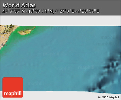 Satellite 3D Map of the Area around 40° 23' 48" N, 0° 55' 29" E