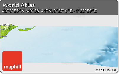Physical Panoramic Map of the Area around 40° 23' 48" N, 0° 55' 29" E