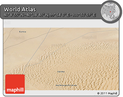 Satellite 3D Map of the Area around 40° 23' 48" N, 100° 22' 30" E