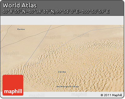 Satellite 3D Map of the Area around 40° 23' 48" N, 100° 22' 30" E